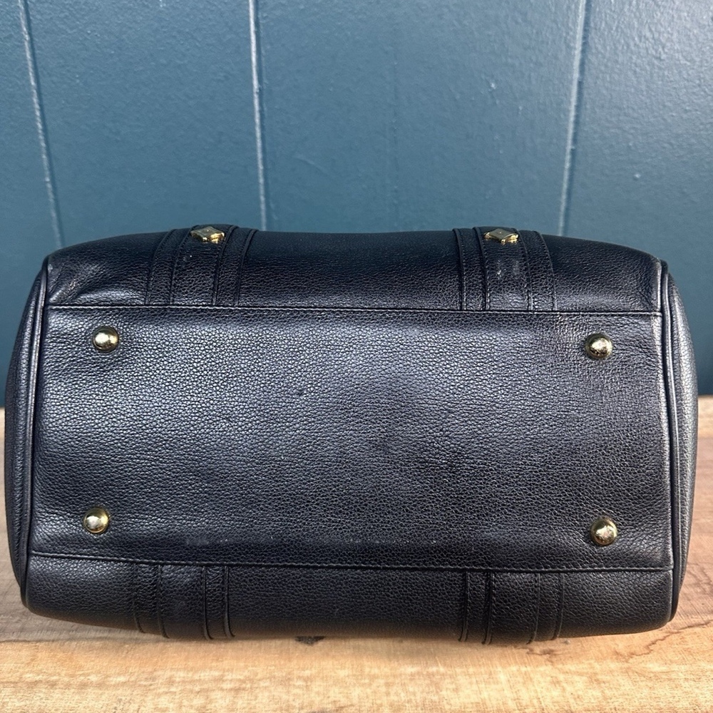 MCM Munchen Black Leather Mini Boston Bowler Satchel Bag Gold Vintage - Picture 6 of 12